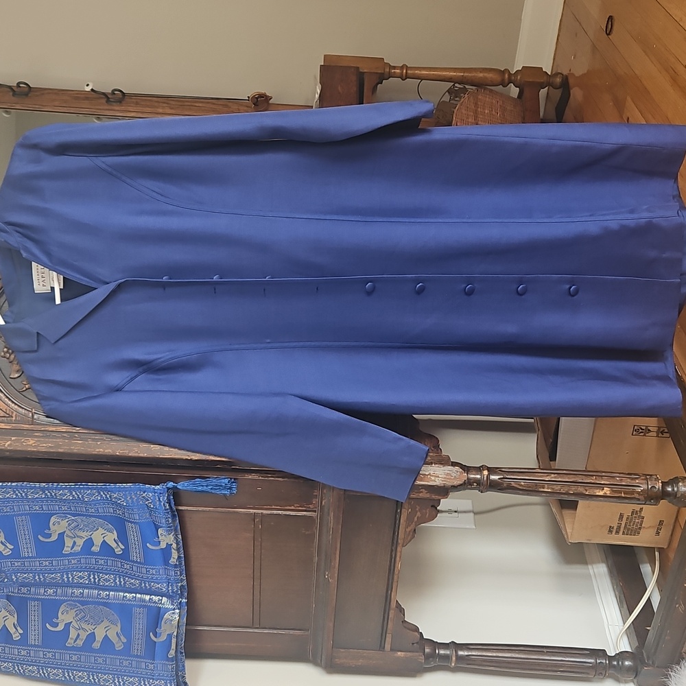Vtg Wool Silk Vtg Designer lined Long  Jacket Coat mint Condition FINAL$